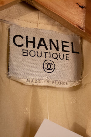 Chanel cream linen skirt suit