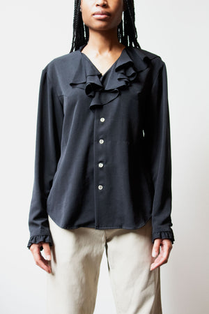 Matsuda black ruffle blouse
