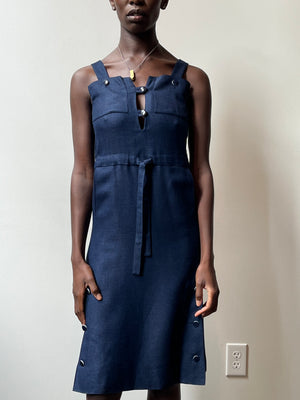 Courreges Navy Woven Rayon Dress Moore Vintage Archive Courreges Navy Woven Rayon Dress Moore Vintage Archive