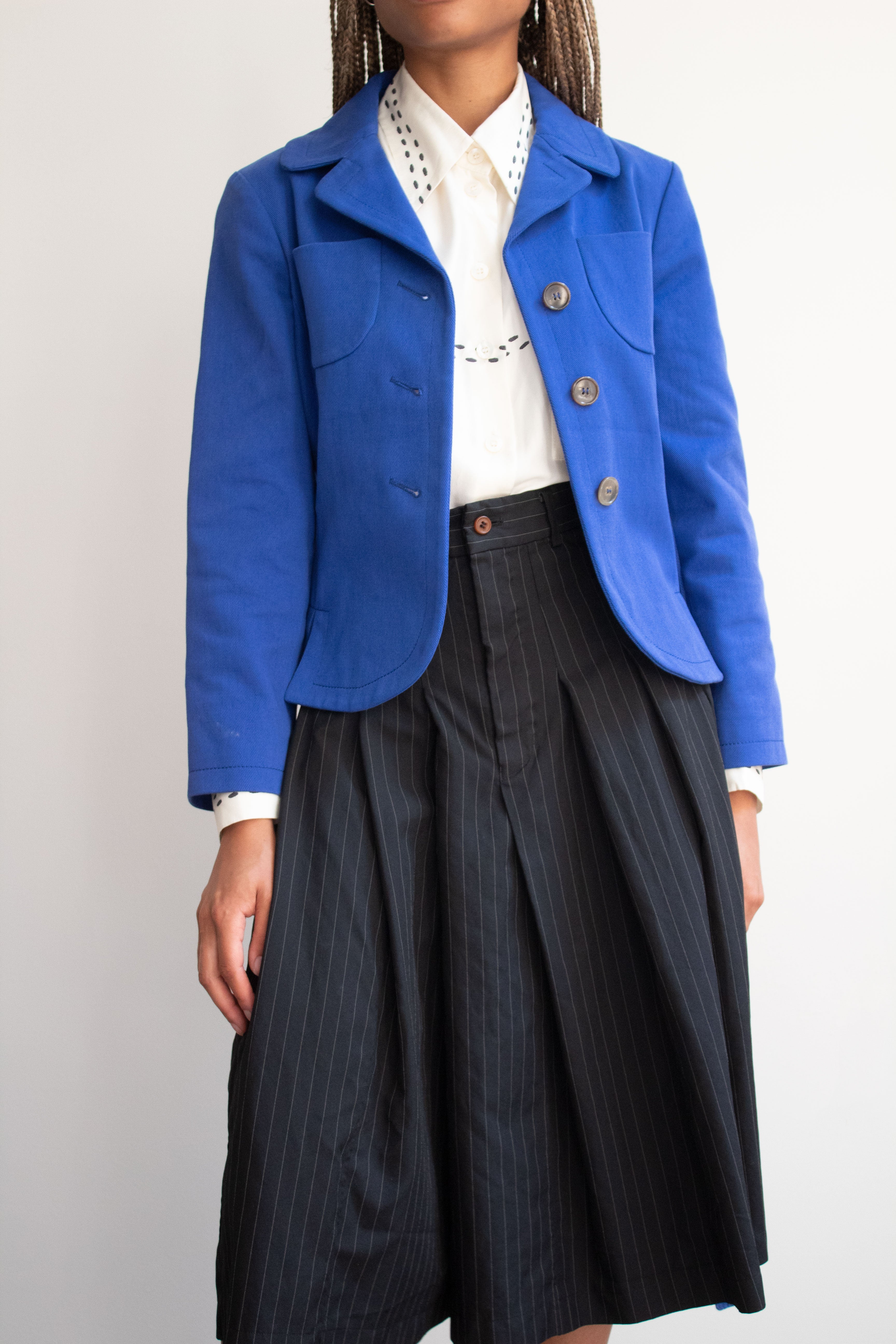 Margiela Klein Blue Cropped Cotton Blazer