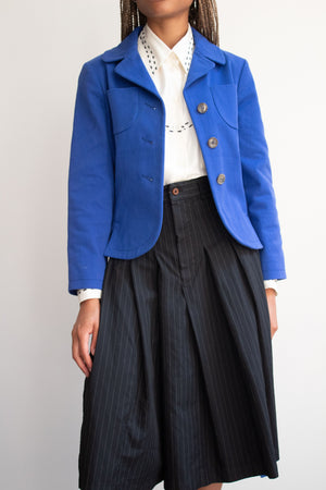 Margiela Klein Blue Cropped Cotton Blazer