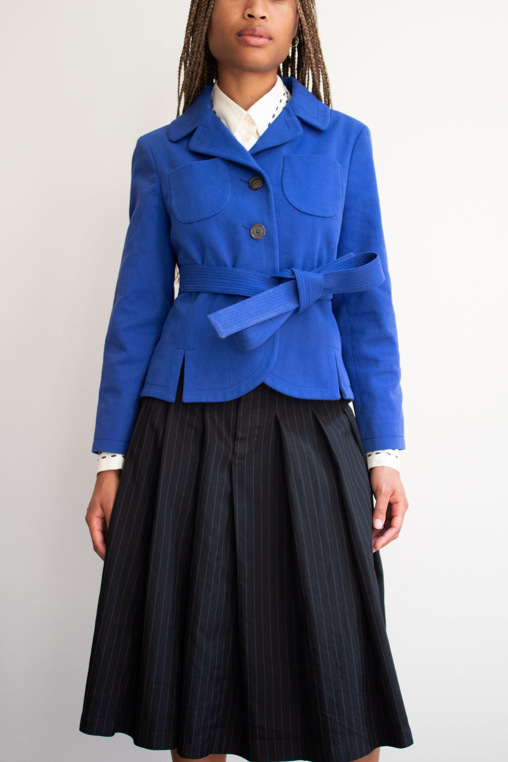 Margiela Klein Blue Cropped Cotton Blazer