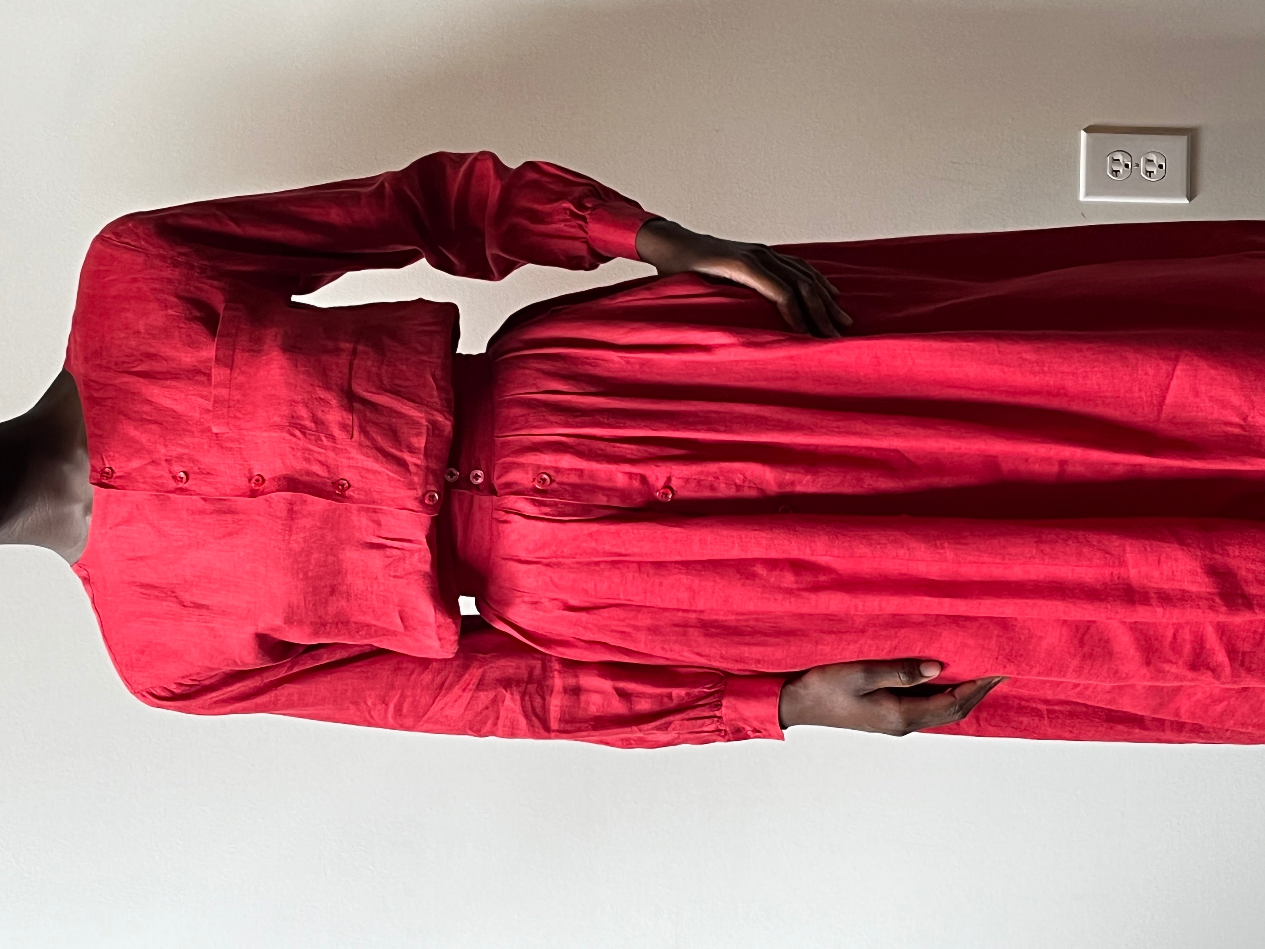 Calvin Klein red linen pleated skirt set Moore Vintage Archive Calvin Klein red linen pleated skirt set Moore Vintage Archive