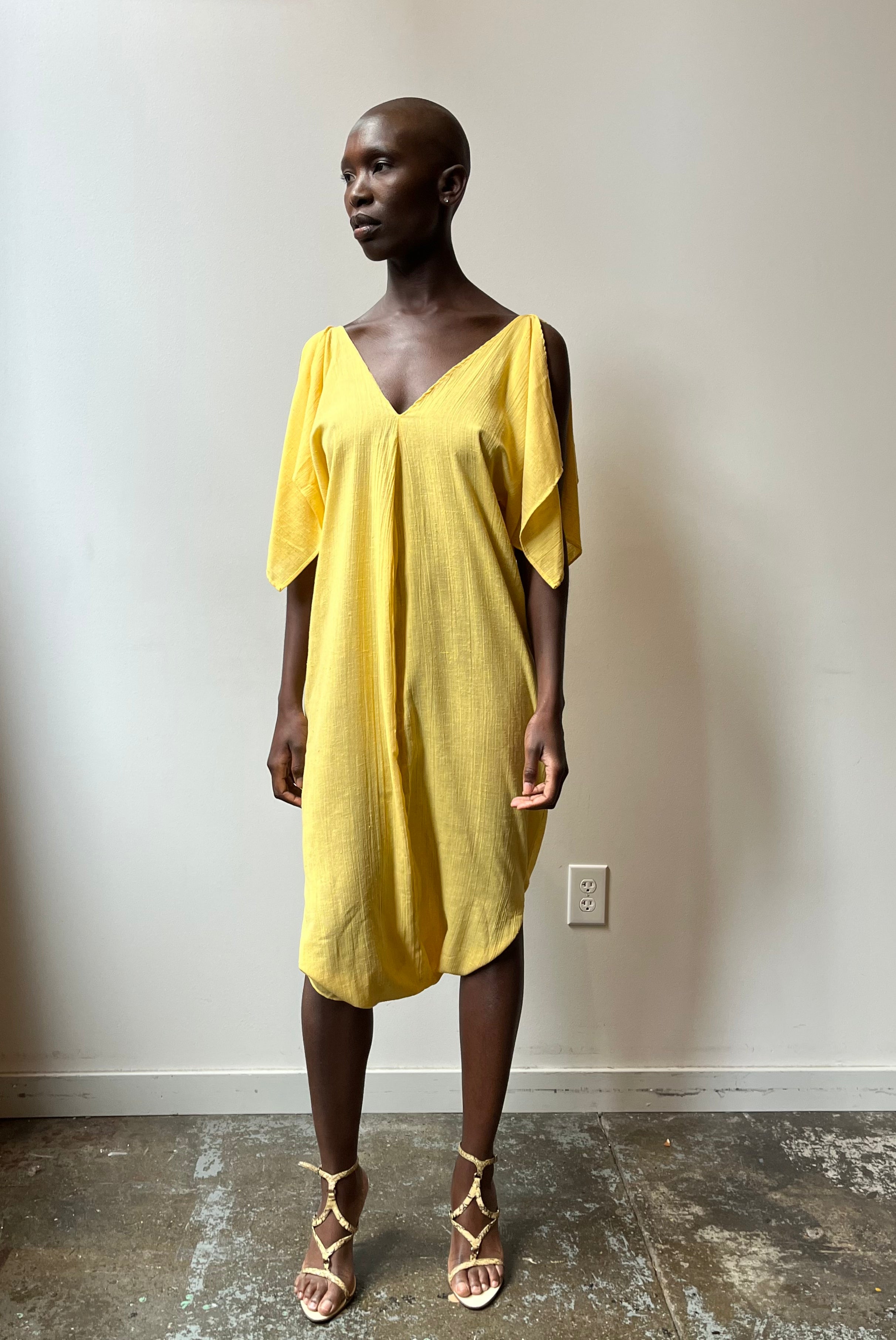 Norma Kamali New York yellow linen blend jumpsuit Moore Vintage