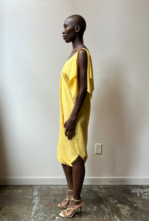 Norma Kamali New York yellow linen blend jumpsuit