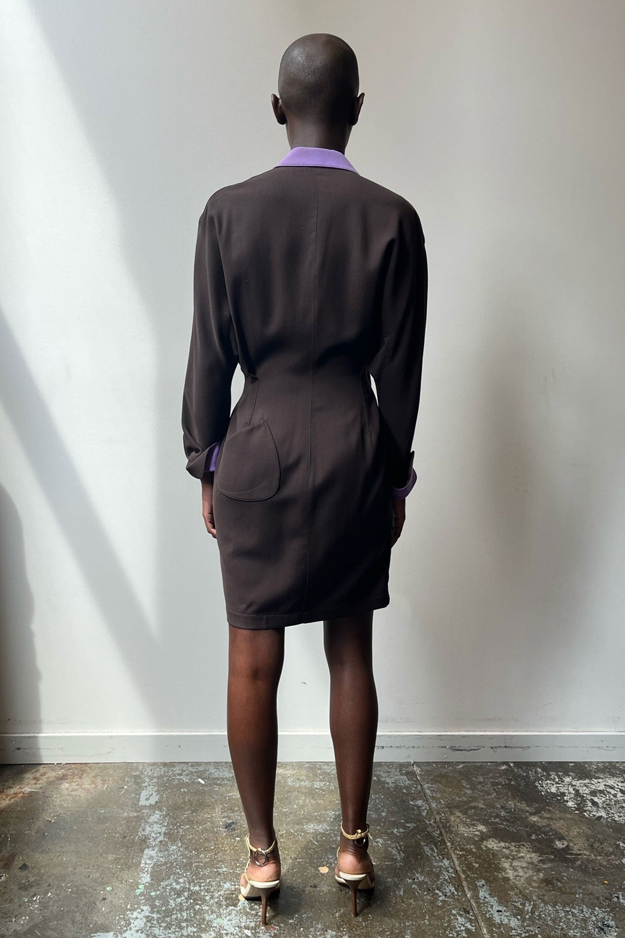 mugler brown dress Vintage Embellished Corset Gown