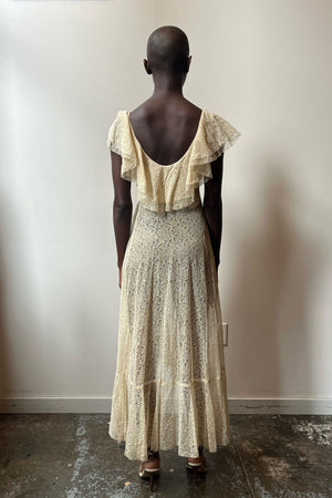 Vintage 1930s ivory cotton lace dress