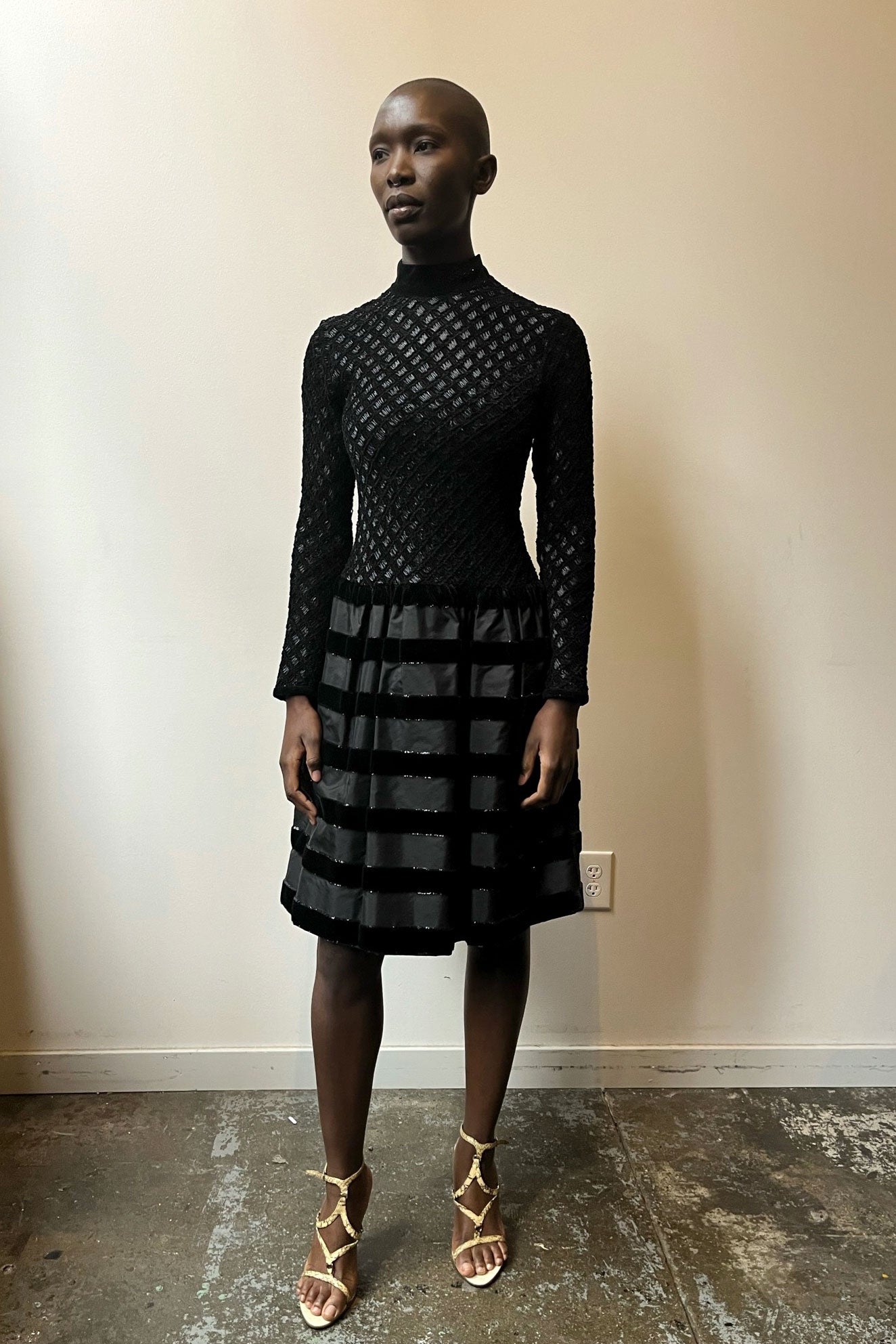 Courreges black woven drop-waist dress Moore Vintage Archive Courreges black woven drop-waist dress Moore Vintage Archive