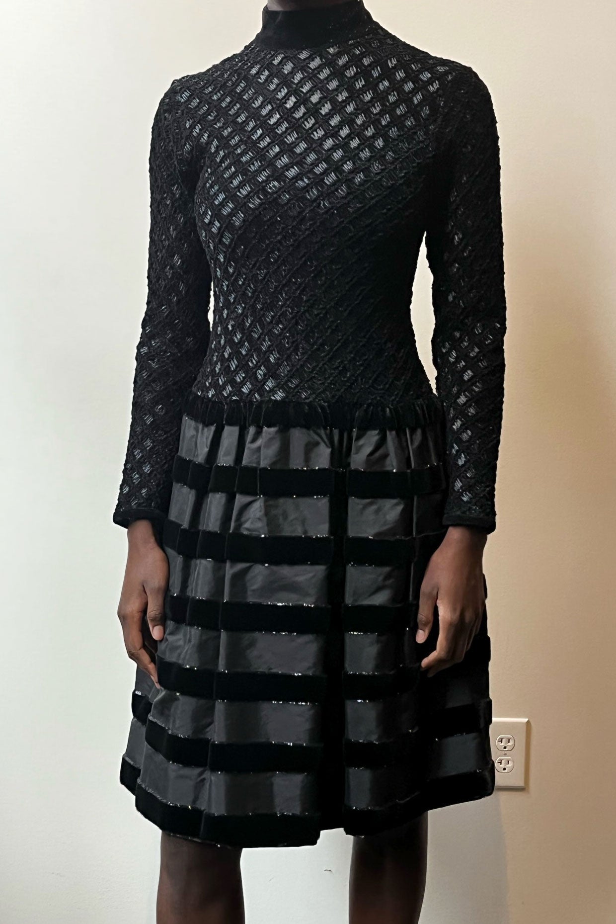 Courreges black woven drop-waist dress Moore Vintage Archive Courreges black woven drop-waist dress Moore Vintage Archive