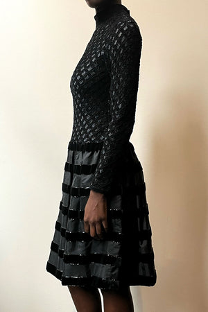 Courreges black woven drop-waist dress