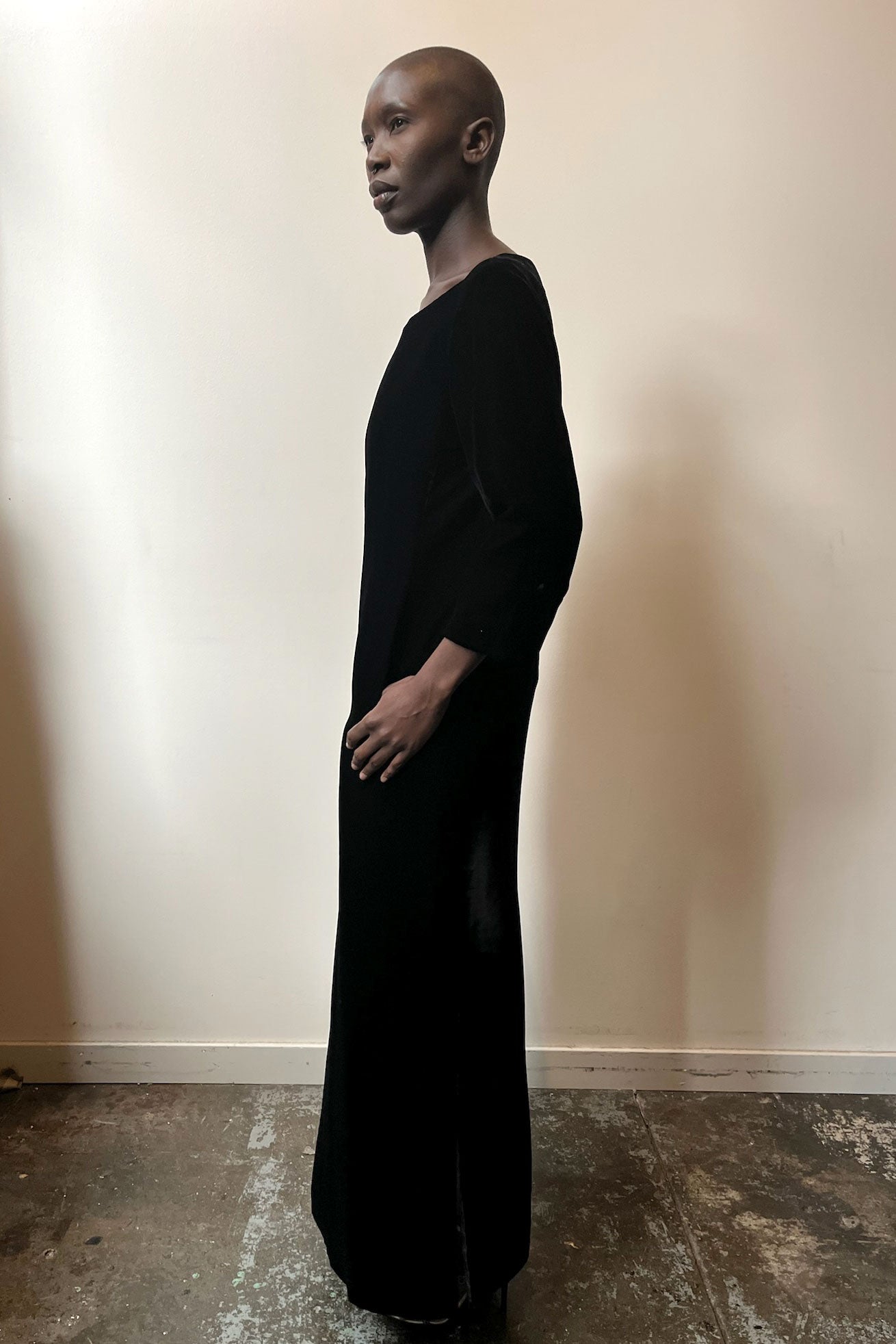 Yves Saint Laurent Couture black velvet gown