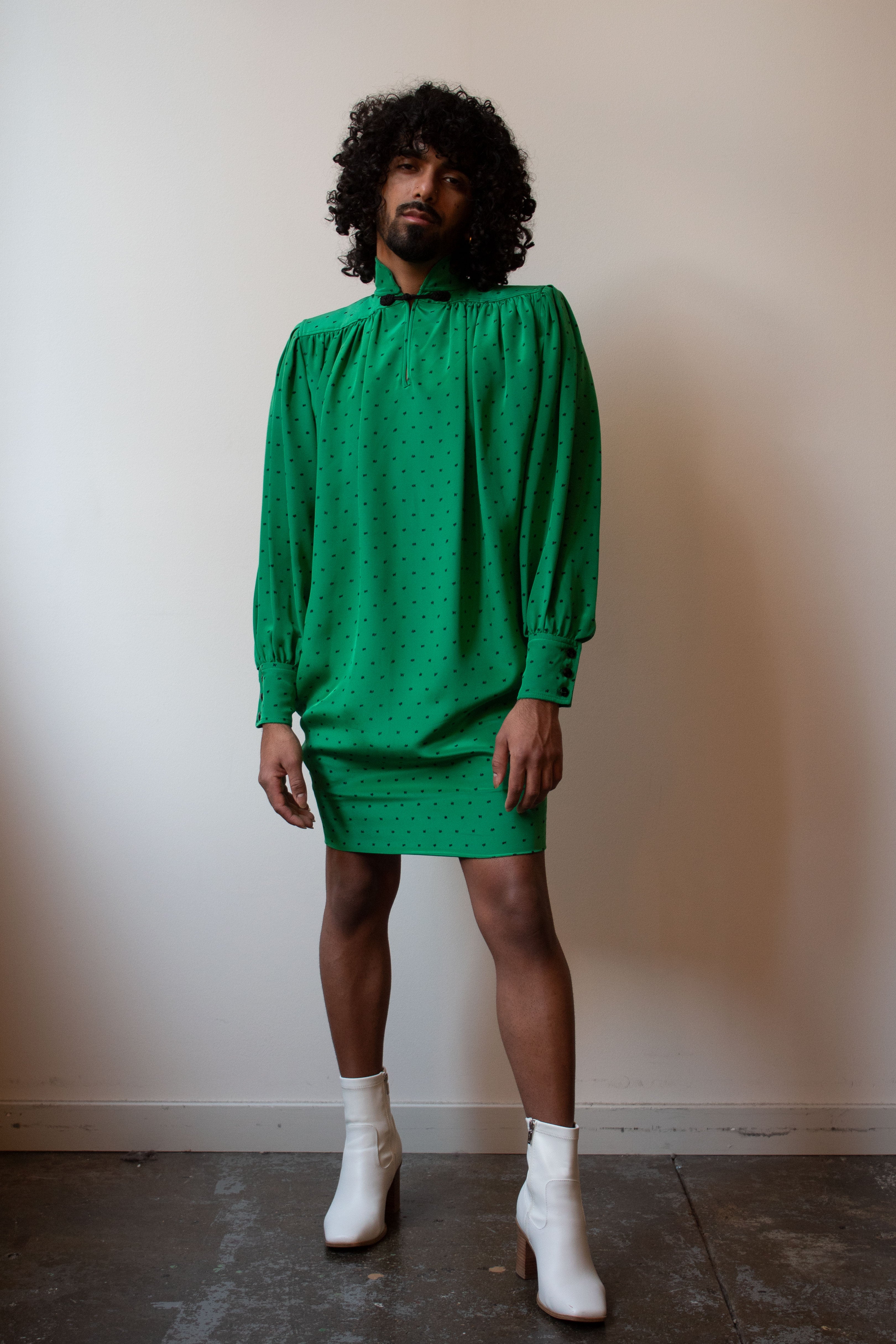 Ungaro green printed silk dress Moore Vintage Archive Ungaro green printed silk dress Moore Vintage Archive