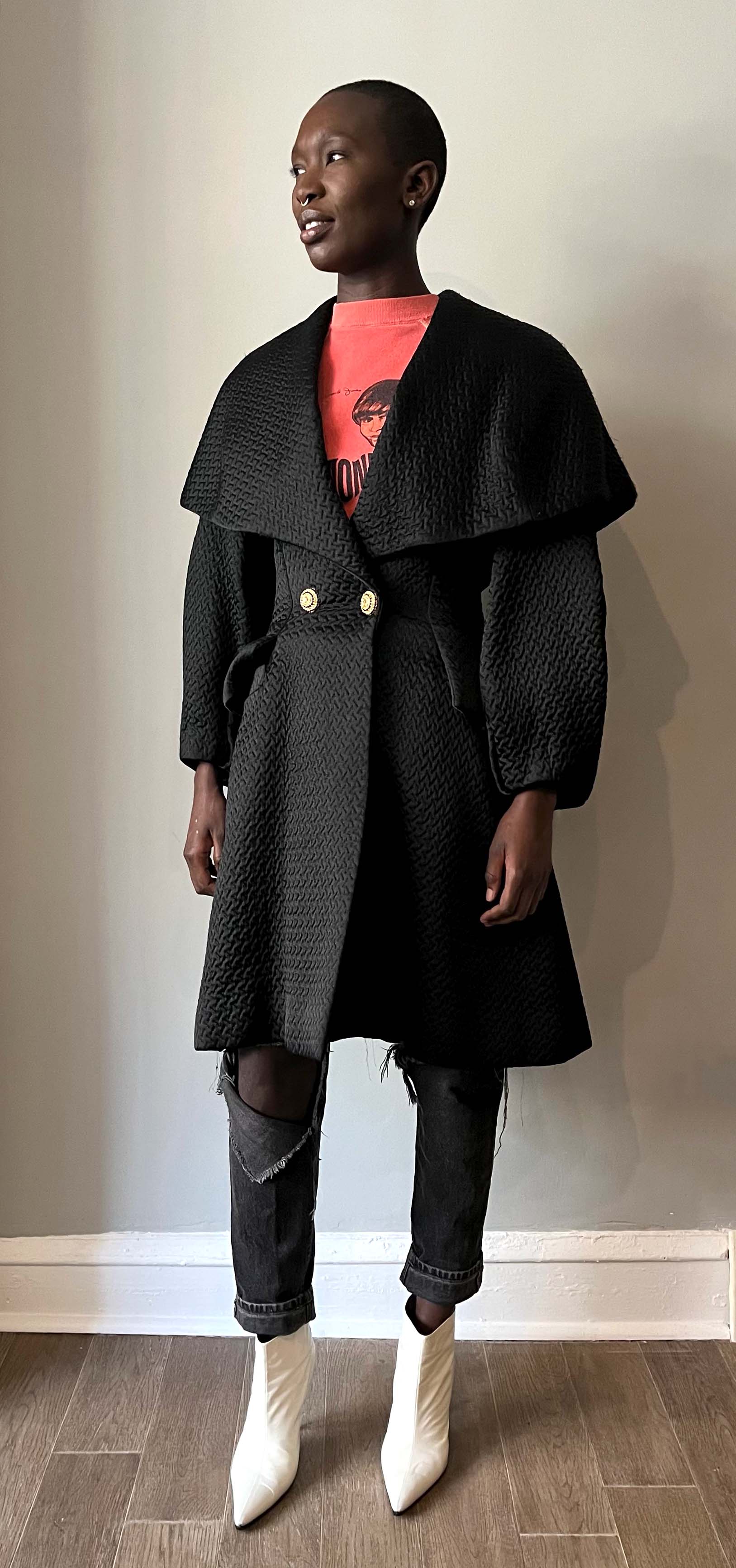 Christian Lacroix demi-couture black wool-blend sculptural coat