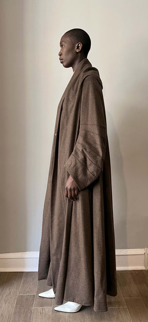 Claude Montana brown alpaca blend hooded robe coat