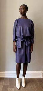 Boutique Bonjour purple leather belted dress